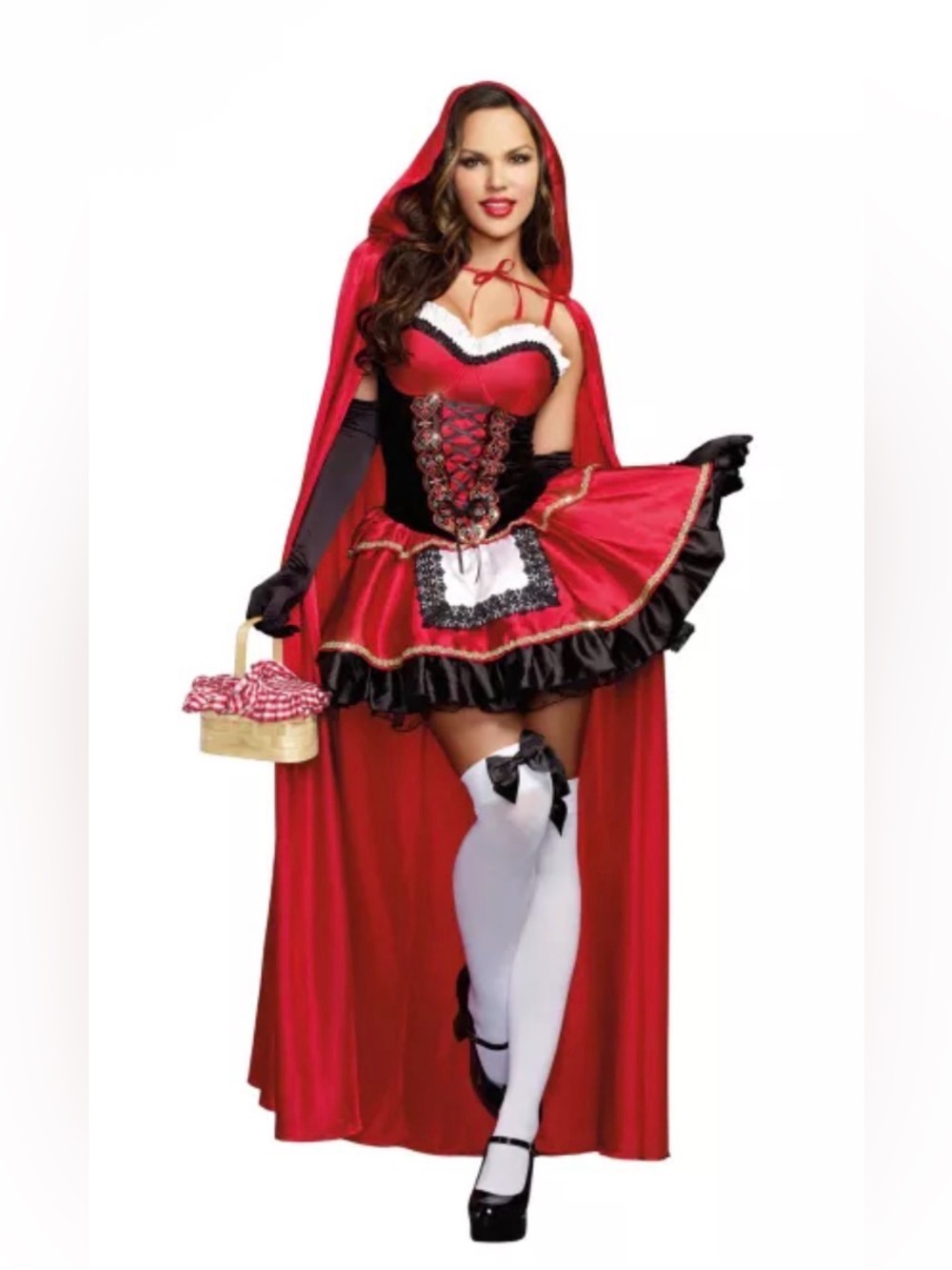 Spirit Red and Black Little Red Riding Hood Costume with Hooded Cape